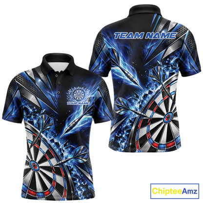 Custom Blue Ice Crystal Dart Men Polo Shirt, Dart Team Jersey Matching Outfit IPHW12560