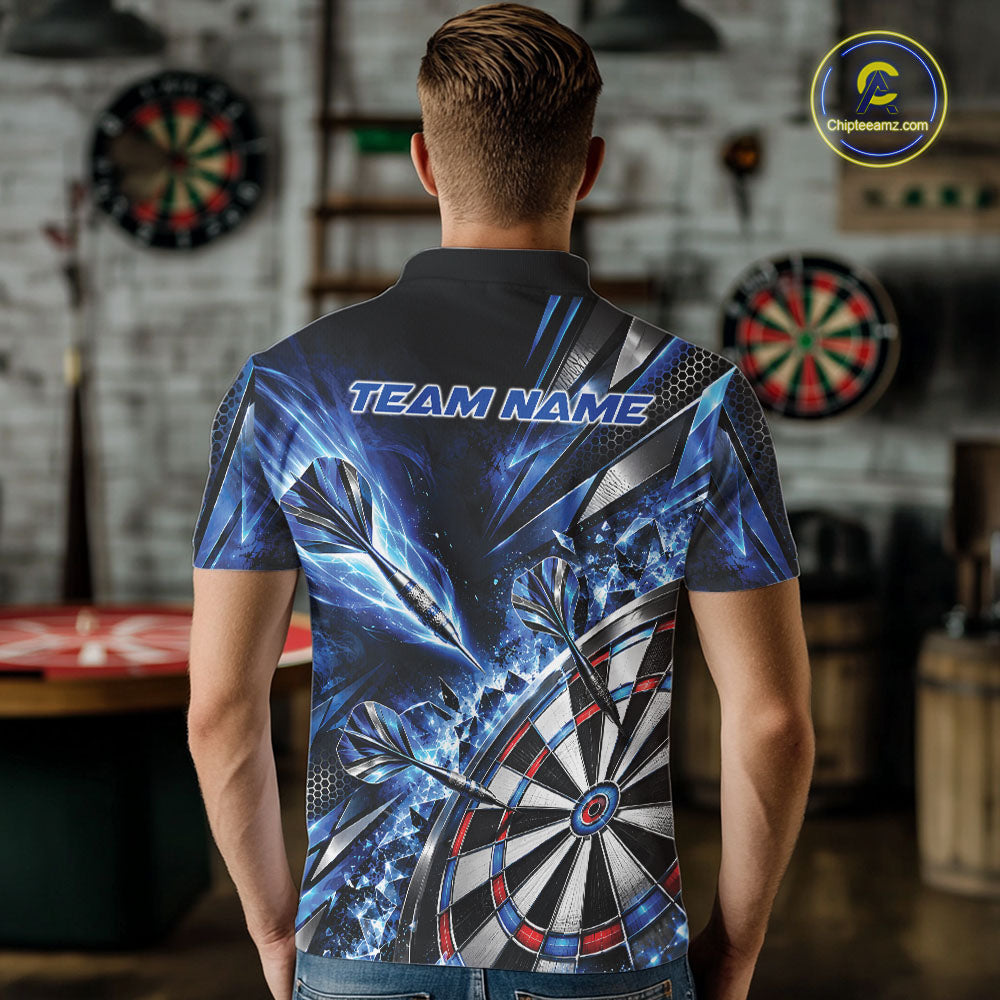 Custom Blue Ice Crystal Dart Men Polo Shirt, Dart Team Jersey Matching Outfit IPHW12560