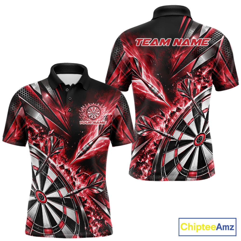 Custom Red Ice Crystal Dart Men Polo Shirt, Dart Team Jersey Matching Outfit IPHW12562