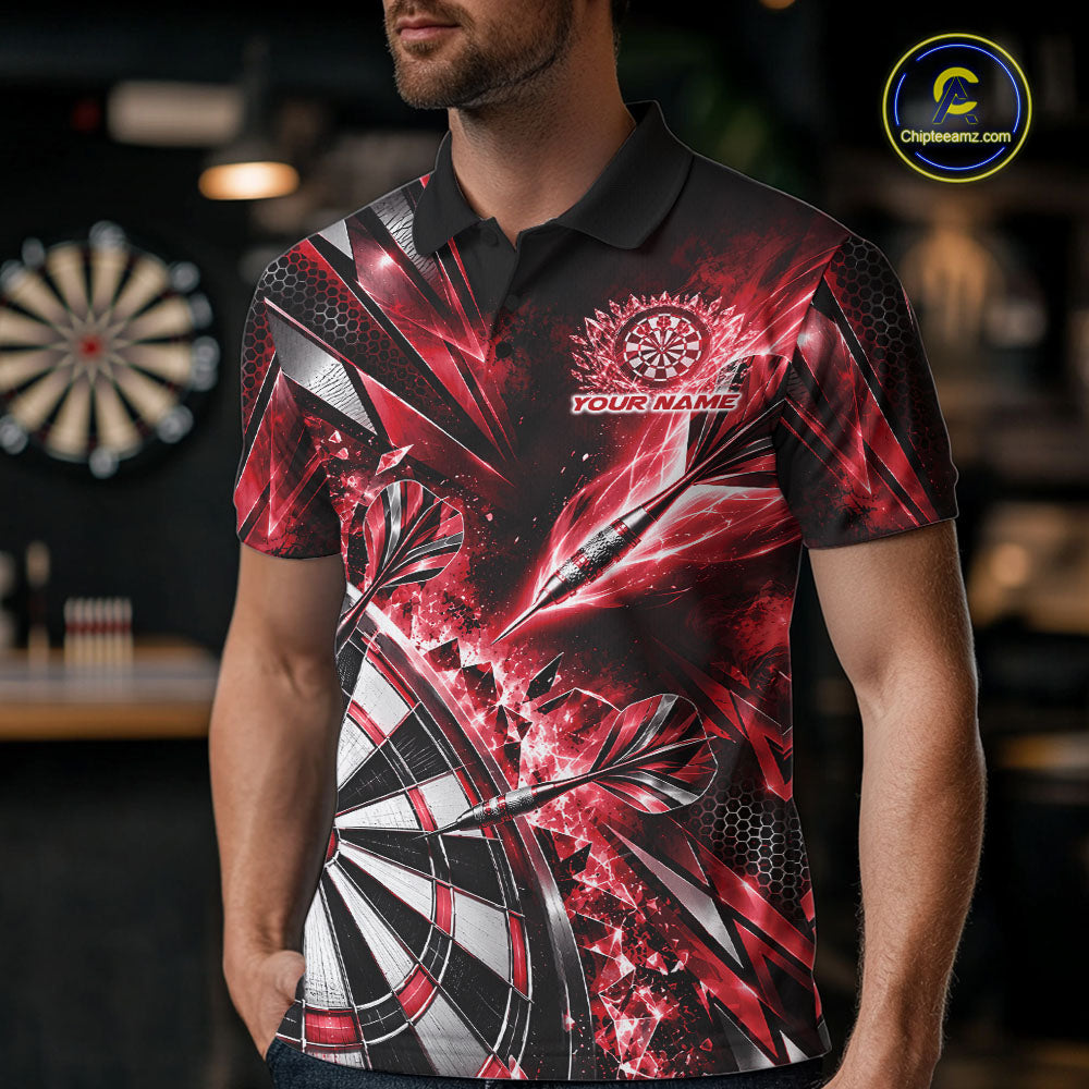 Custom Red Ice Crystal Dart Men Polo Shirt, Dart Team Jersey Matching Outfit IPHW12562