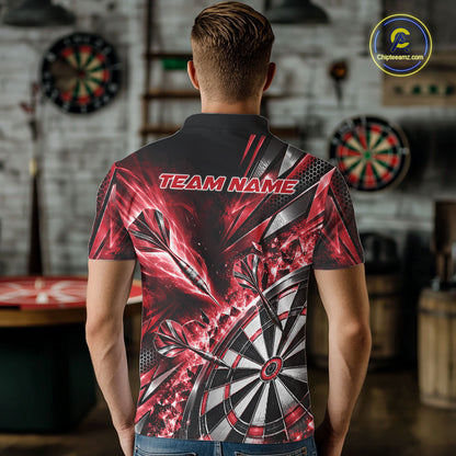 Custom Red Ice Crystal Dart Men Polo Shirt, Dart Team Jersey Matching Outfit IPHW12562
