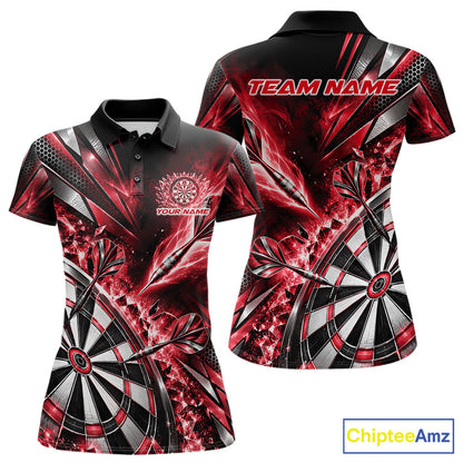 Custom Red Ice Crystal Dart Women Polo Shirt, Dart Team Jersey Matching Outfit IPHW12562