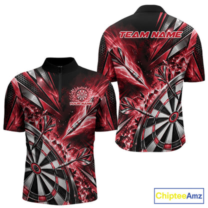 Custom Red Ice Crystal Dart Men Quarter Zip Shirt, Dart Team Jersey Matching Outfit IPHW12562