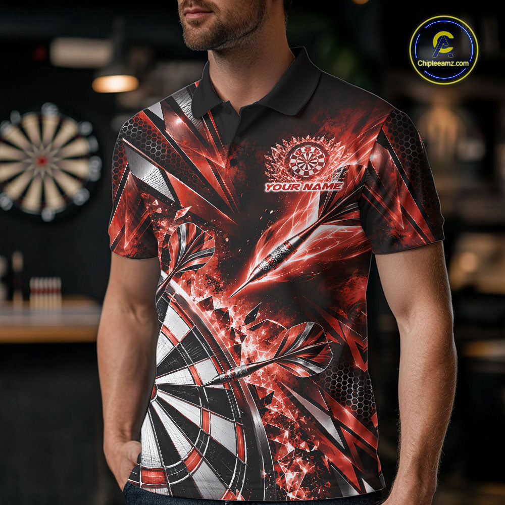 Custom Orange Ice Crystal Dart Men Polo Shirt, Dart Team Jersey Matching Outfit IPHW12563