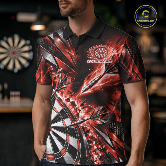 Custom Orange Ice Crystal Dart Men Polo Shirt, Dart Team Jersey Matching Outfit IPHW12563