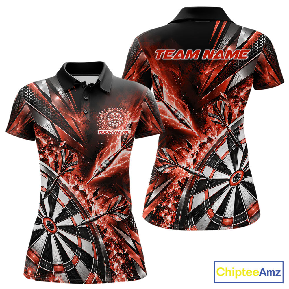 Custom Orange Ice Crystal Dart Women Polo Shirt, Dart Team Jersey Matching Outfit IPHW12563