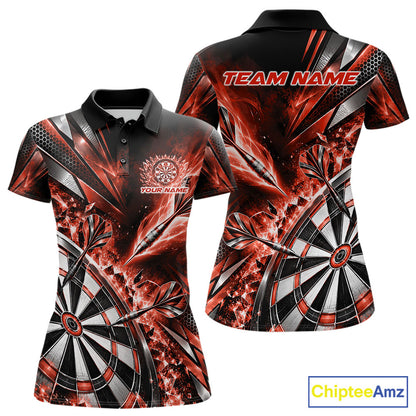 Custom Orange Ice Crystal Dart Women Polo Shirt, Dart Team Jersey Matching Outfit IPHW12563