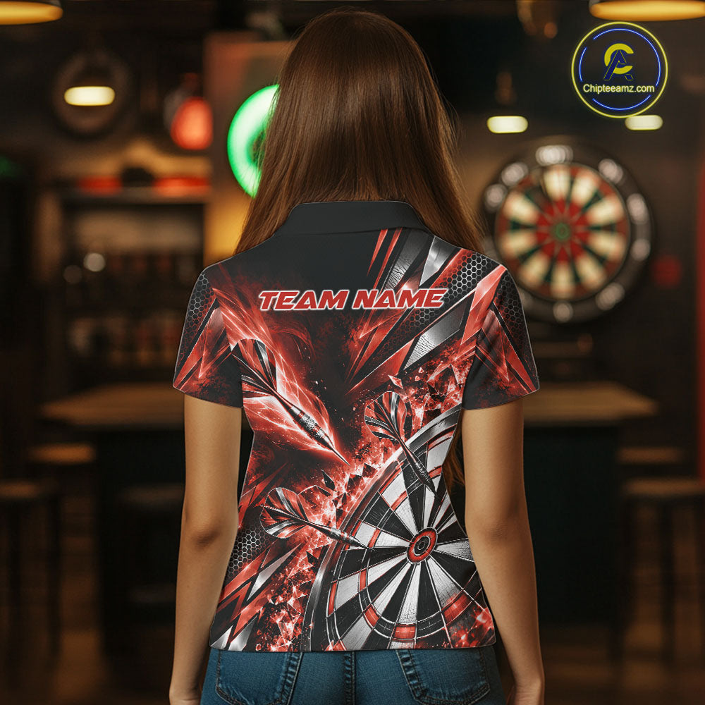 Custom Orange Ice Crystal Dart Women Polo Shirt, Dart Team Jersey Matching Outfit IPHW12563