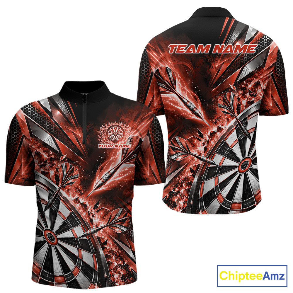 Custom Orange Ice Crystal Dart Men Quarter Zip Shirt, Dart Team Jersey Matching Outfit IPHW12563