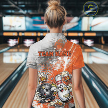 Load image into Gallery viewer, Custom Angry Bowling Ball And Pin Fight Funny Shirt, Orange Bowling And Beer Shirt IPHW11250