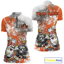 Load image into Gallery viewer, Custom Angry Bowling Ball And Pin Fight Funny Shirt, Orange Bowling And Beer Shirt IPHW11250