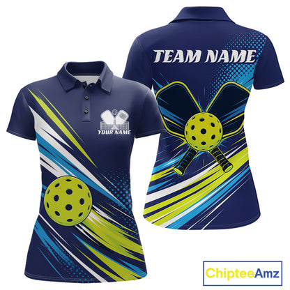 Custom Blue And Green Pickleball Women Polo Shirt, Pickleball Tournament Team Shirt IPHW11889