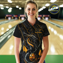 Load image into Gallery viewer, Custom Gray And Yellow Camo Dragon Claws Bowling Women Polo Shirts, Team Bowling Jerseys IPHW9857