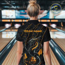 Load image into Gallery viewer, Custom Gray And Yellow Camo Dragon Claws Bowling Women Polo Shirts, Team Bowling Jerseys IPHW9857