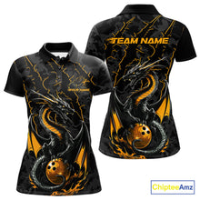 Load image into Gallery viewer, Custom Gray And Yellow Camo Dragon Claws Bowling Women Polo Shirts, Team Bowling Jerseys IPHW9857