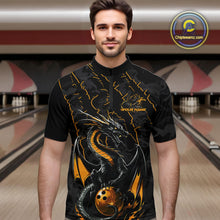 Load image into Gallery viewer, Custom Gray And Yellow Camo Dragon Claws Bowling Men Quarter-Zip Shirts, Team Bowling Jerseys IPHW9857