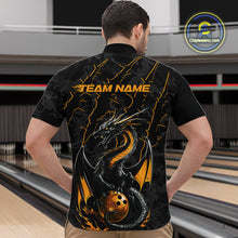 Load image into Gallery viewer, Custom Gray And Yellow Camo Dragon Claws Bowling Men Quarter-Zip Shirts, Team Bowling Jerseys IPHW9857
