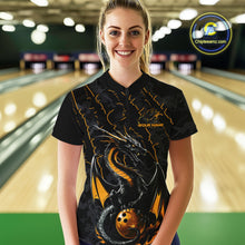 Load image into Gallery viewer, Custom Gray And Yellow Camo Dragon Claws Bowling Women Quarter-Zip Shirts, Team Jerseys IPHW9857