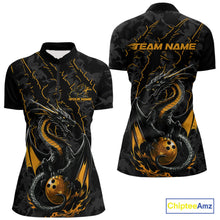 Load image into Gallery viewer, Custom Gray And Yellow Camo Dragon Claws Bowling Women Quarter-Zip Shirts, Team Jerseys IPHW9857