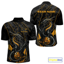 Load image into Gallery viewer, Custom Gray And Yellow Camo Dragon Claws Bowling Men Quarter-Zip Shirts, Team Bowling Jerseys IPHW9857