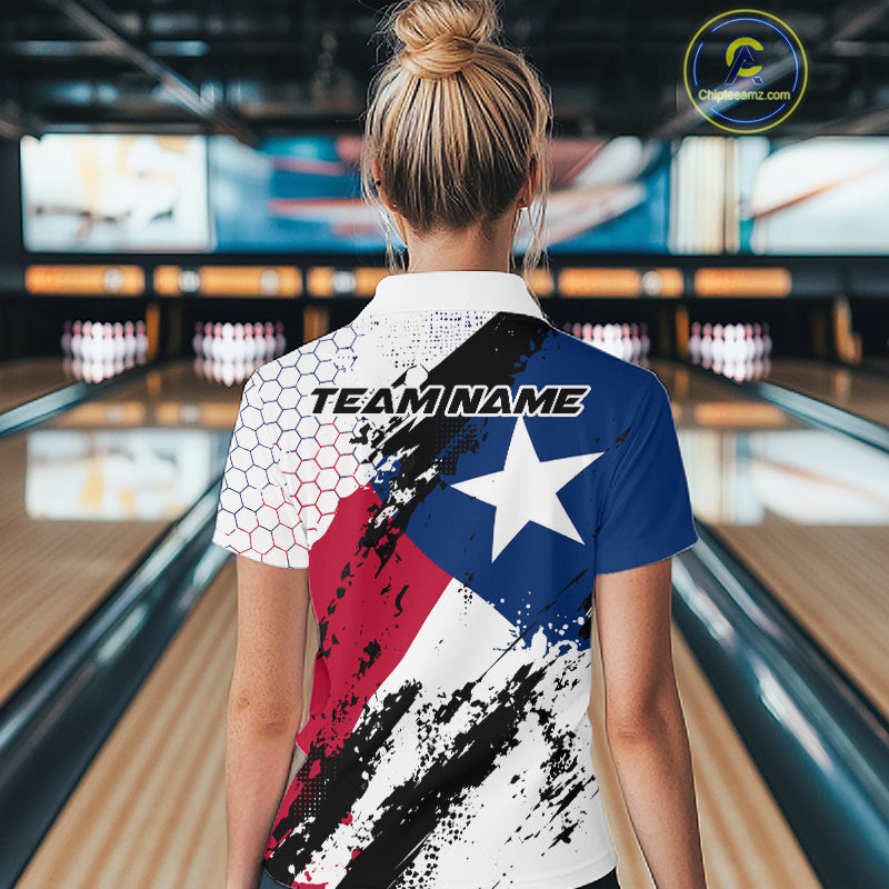 Grunge Style Texas Flag Custom Patriotic Bowling League Women Quarter-Zip Shirt For Team IPHW12212