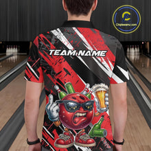 Load image into Gallery viewer, Custom Funny Bowling Ball Drink Beer Bowling Men Polo Shirt, Grunge Red Team Shirt IPHW10117