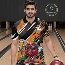 Load image into Gallery viewer, Custom Funny Bowling Ball Drink Beer Bowling Men Polo Shirt, Grunge Orange Team Shirt IPHW10118