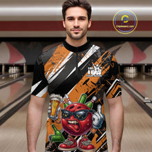 Load image into Gallery viewer, Custom Funny Bowling Ball Drink Beer Bowling Men Quarter-Zip Shirt, Grunge Orange Team Shirt IPHW10118