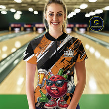 Load image into Gallery viewer, Custom Funny Bowling Ball Drink Beer Bowling Women Quarter-Zip Shirt, Orange Team Shirt IPHW10118