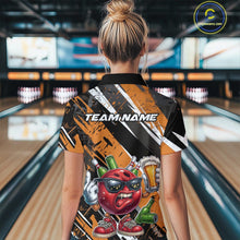 Load image into Gallery viewer, Custom Funny Bowling Ball Drink Beer Bowling Women Quarter-Zip Shirt, Orange Team Shirt IPHW10118