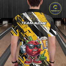 Load image into Gallery viewer, Custom Funny Bowling Ball Drink Beer Bowling Men Polo Shirt, Grunge Yellow Team Shirt IPHW10119