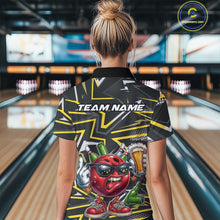 Load image into Gallery viewer, Custom Funny Bowling Ball Drink Beer Bowling Women Polo Shirt, Yellow Bowling Team Shirt IPHW10120