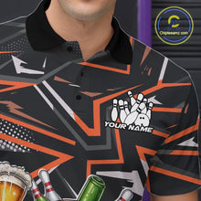 Load image into Gallery viewer, Custom Funny Bowling Ball Drink Beer Bowling Men Polo Shirt, Orange Bowling Team Shirt IPHW10121