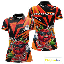 Load image into Gallery viewer, Custom Funny Bowling Ball Drink Beer Bowling Women Polo Shirt, Orange Bowling Team Shirt IPHW10122