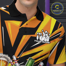 Load image into Gallery viewer, Custom Funny Bowling Ball Drink Beer Bowling Men Polo Shirt, Yellow Bowling Team Shirt IPHW10123