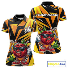 Load image into Gallery viewer, Custom Funny Bowling Ball Drink Beer Bowling Women Polo Shirt, Yellow Bowling Team Shirt IPHW10123