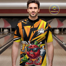 Load image into Gallery viewer, Custom Funny Bowling Ball Drink Beer Bowling Men Quarter-Zip Shirt, Yellow Bowling Team Shirt IPHW10123