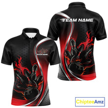 Load image into Gallery viewer, Custom Red Flame Bowling Men Jerseys, Bowling Team League Shirt Bowlers Jerseys IPHW11300