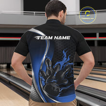 Load image into Gallery viewer, Custom Blue Flame Bowling Men Jerseys, Bowling Team League Shirt Bowlers Jerseys IPHW11301