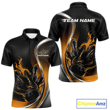 Load image into Gallery viewer, Custom Yellow Flame Bowling Men Jerseys, Bowling Team League Shirt Bowlers Jerseys IPHW11302