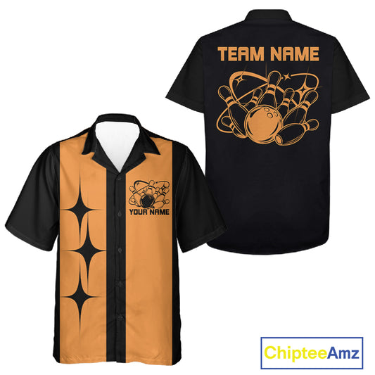 Personalized Vintage Bowling Team Button Up Shirt, Retro Bowling Hawaiian Shirt IPHW12215