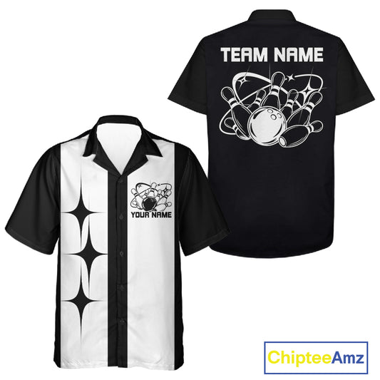 Personalized Vintage Bowling Team Button Up Shirt, Retro Bowling Hawaiian Shirt IPHW12215