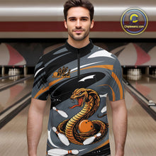 Load image into Gallery viewer, Custom Gray And Yellow Cobra Snake Bowling Quarter-Zip Shirt For Men, Cobra Bowling Team Jersey IPHW9892