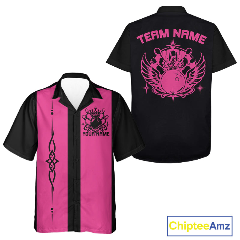 Custom Bowling King And Queen Retro Team Shirt, Matching Bowling League Shirt IPHW12248