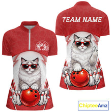 Load image into Gallery viewer, Custom Cool Ragdoll Cat With Funny Gesture Bowling Women Quarter-Zip Shirt, Team Outfit IPHW11048