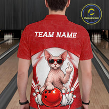 Load image into Gallery viewer, Custom Cool Sphynx Cat With Funny Gesture Bowling Men Polo Shirt, Bowling Team Outfit IPHW11049