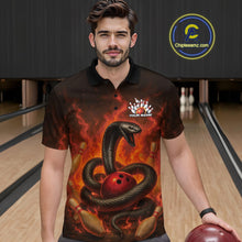 Load image into Gallery viewer, Custom Red Flame Black Mamba Snake Bowling Men Polo Shirt, Snake Bowling Team Jerseys IPHW10149