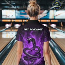 Load image into Gallery viewer, Custom Purple Flame Black Mamba Snake Bowling Women Polo Shirt, Snake Bowling Jerseys IPHW10150
