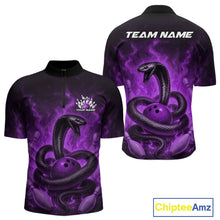 Load image into Gallery viewer, Custom Purple Flame Black Mamba Snake Bowling Men Quarter-Zip Shirt, Snake Bowling Team Jerseys IPHW10150