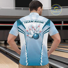 Load image into Gallery viewer, Custom Blue Bowling Team Jerseys, Bowling Uniform Bowling League Quarter-Zip Shirts For Men IPHW9935